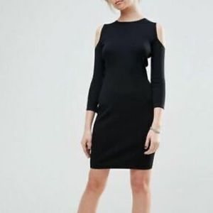 NWT John + Jenn Caviar Black Cold Shoulder Dress L
